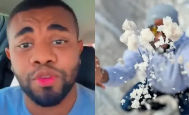 Ex-BBB Davi Brito se irrita após virar piada com vídeo da neve: “Não tô nem aí para o que vocês falam”